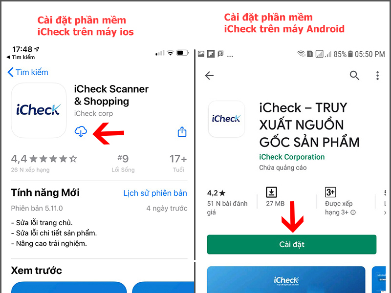 5. khách hàng có thể check mã vạch có trên hộp bằng phần mềm iCheck trên điện thoại